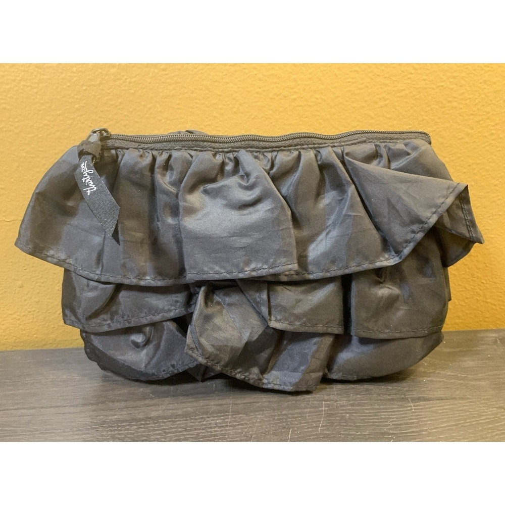 Thirty-One 31 Black Ruffle Mini Zip‎ Pouch Wallet